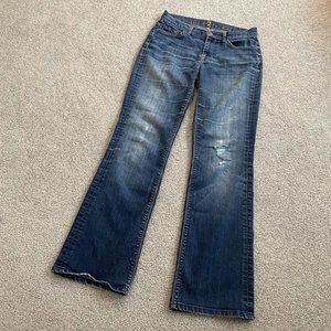 - 7 for All Mankind Mid Rise Boot Cut Blue Jeans Size 28   - V583
